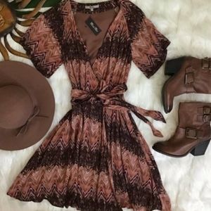 NWT Miss Me Rust Brown Boho Wrap dress
